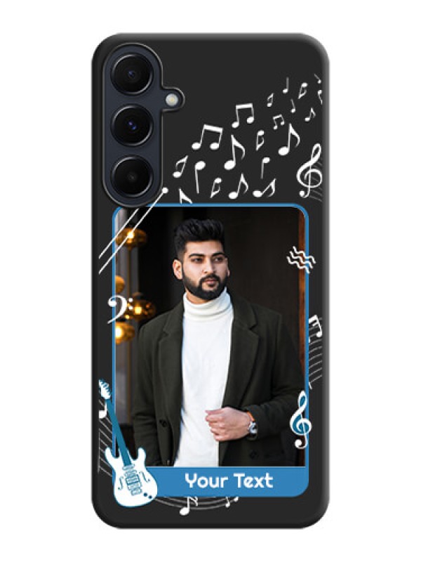 Custom Musical Theme Design with Text - Photo on Space Black Soft Matte Mobile Case - Galaxy A55 5G