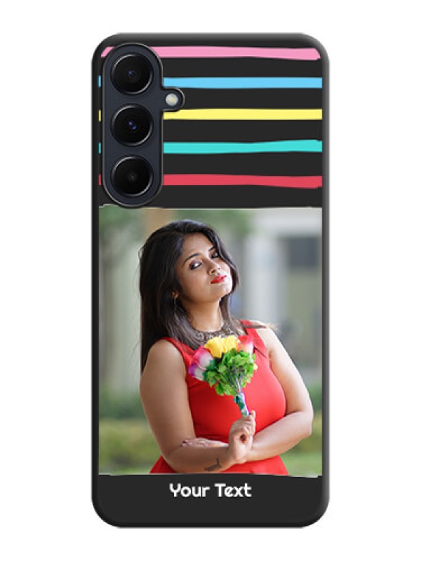 Custom Multicolor Lines with Image on Space Black Personalized Soft Matte Phone Covers - Galaxy A55 5G