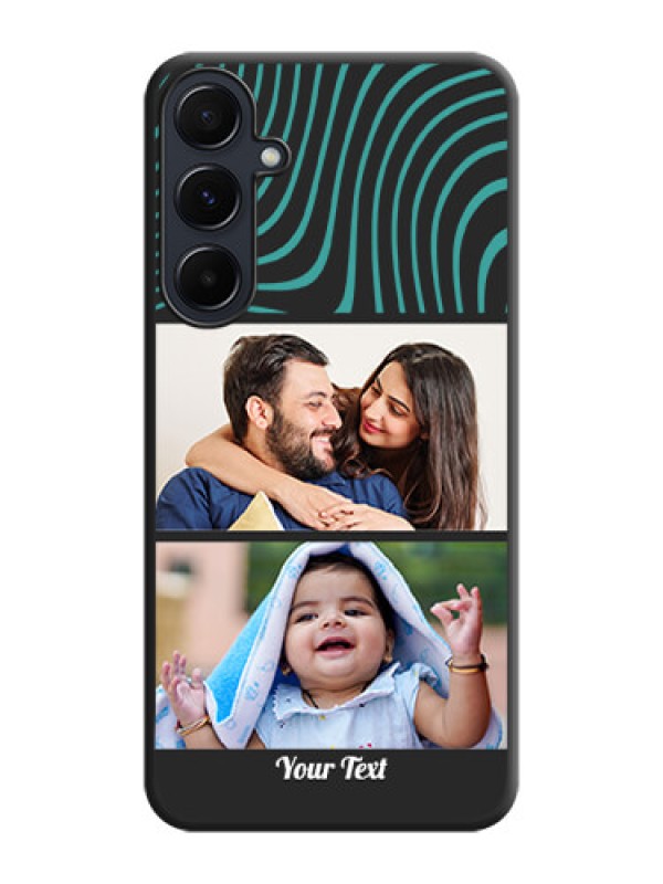 Custom Wave Pattern with 2 Image Holder on Space Black Personalized Soft Matte Phone Covers - Galaxy A55 5G