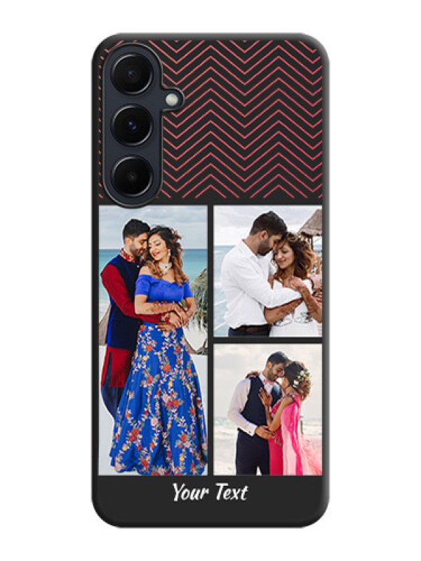 Custom Wave Pattern with 3 Image Holder on Space Black Custom Soft Matte Back Cover - Galaxy A55 5G