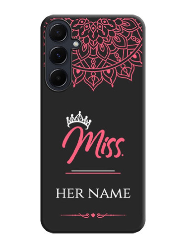 Custom Mrs Name with Floral Design on Space Black Personalized Soft Matte Phone Covers - Galaxy A55 5G