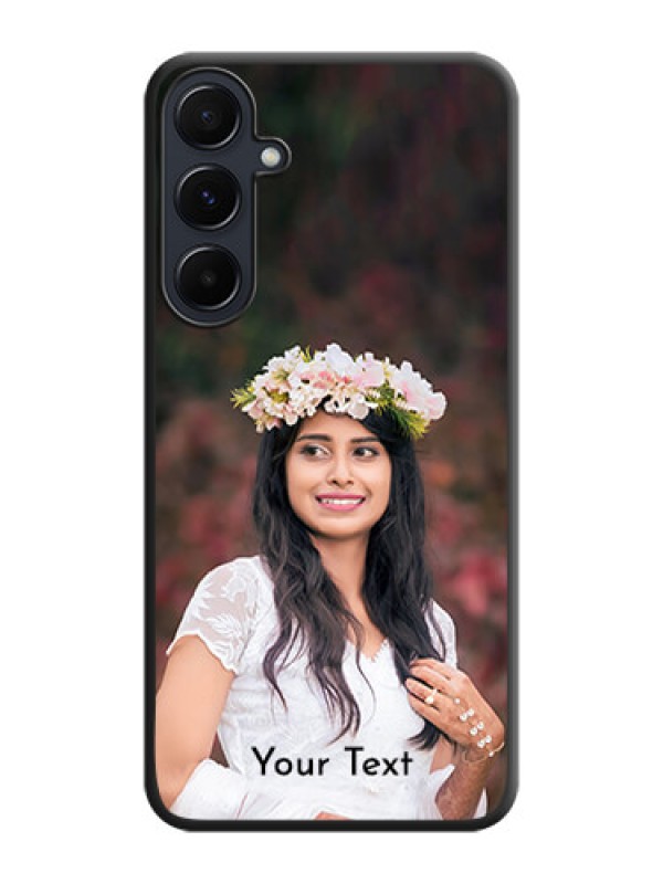 Custom Full Single Pic Upload With Text On Space Black Personalized Soft Matte Phone Covers - Galaxy A55 5G