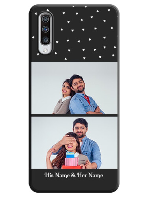 Custom Miniature Love Symbols with Name on Space Black Custom Soft Matte Back Cover - Galaxy A70