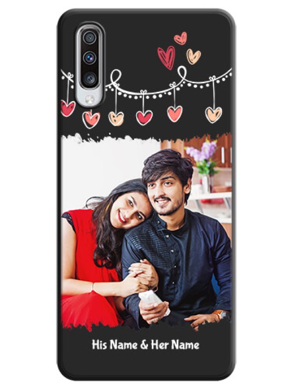Custom Pink Love Hangings with Name on Space Black Custom Soft Matte Phone Cases - Galaxy A70