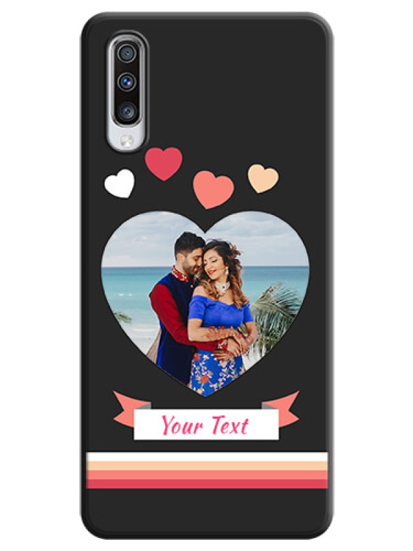 Custom Love Shaped Photo with Colorful Stripes on Personalised Space Black Soft Matte Cases - Galaxy A70