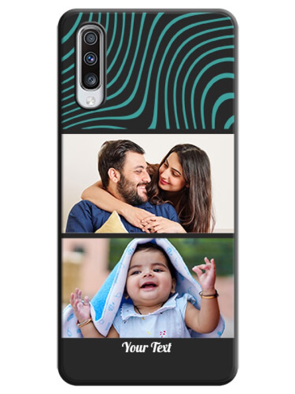 Custom Wave Pattern with 2 Image Holder on Space Black Personalized Soft Matte Phone Covers - Galaxy A70