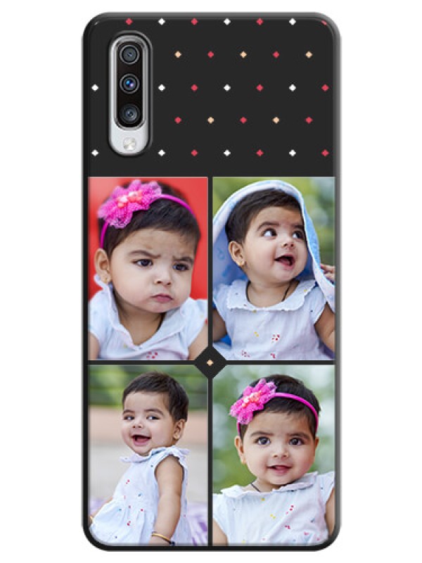 Custom Multicolor Dotted Pattern with 4 Image Holder on Space Black Custom Soft Matte Phone Cases - Galaxy A70