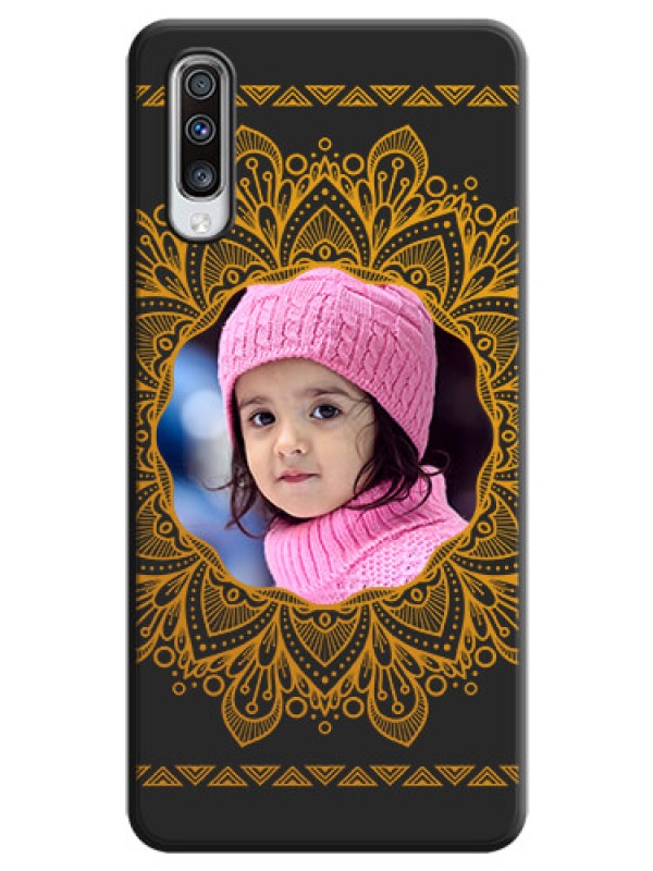 Custom Round Image with Floral Design - Photo on Space Black Soft Matte Mobile Cover - Galaxy A70