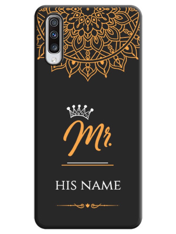 Custom Mr Name with Floral Design  on Personalised Space Black Soft Matte Cases - Galaxy A70