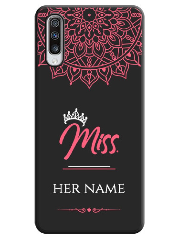 Custom Mrs Name with Floral Design on Space Black Personalized Soft Matte Phone Covers - Galaxy A70