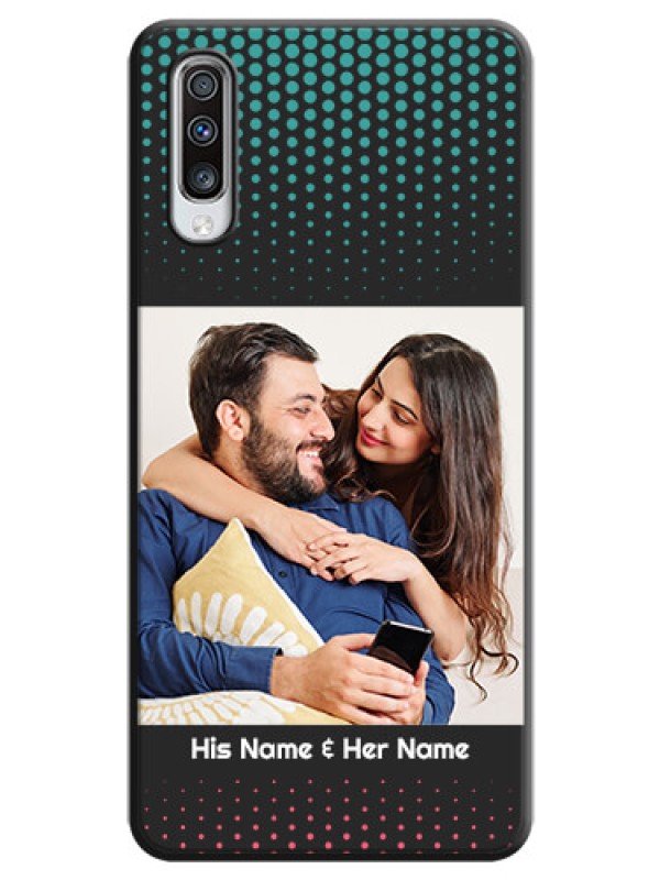 Custom Faded Dots with Grunge Photo Frame and Text on Space Black Custom Soft Matte Phone Cases - Galaxy A70