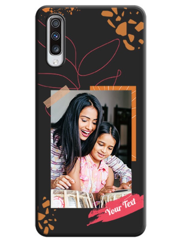 Custom Orange Photo Frame on Space Black Custom Soft Matte Phone Back Cover - Galaxy A70