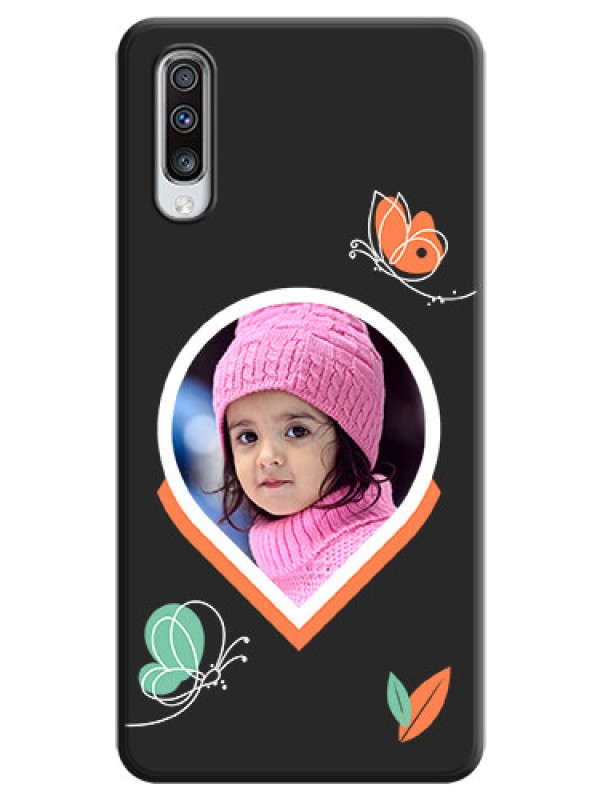 Custom Upload Pic With Simple Butterly Design On Space Black Personalized Soft Matte Phone Covers -Samsung Galaxy A70