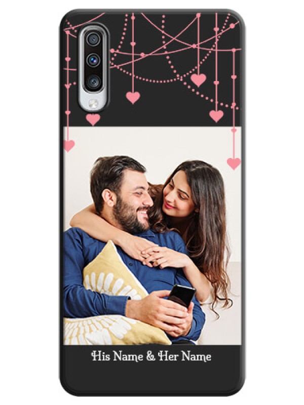 Custom Pink Love Hangings with Text on Space Black Custom Soft Matte Back Cover - Galaxy A70S