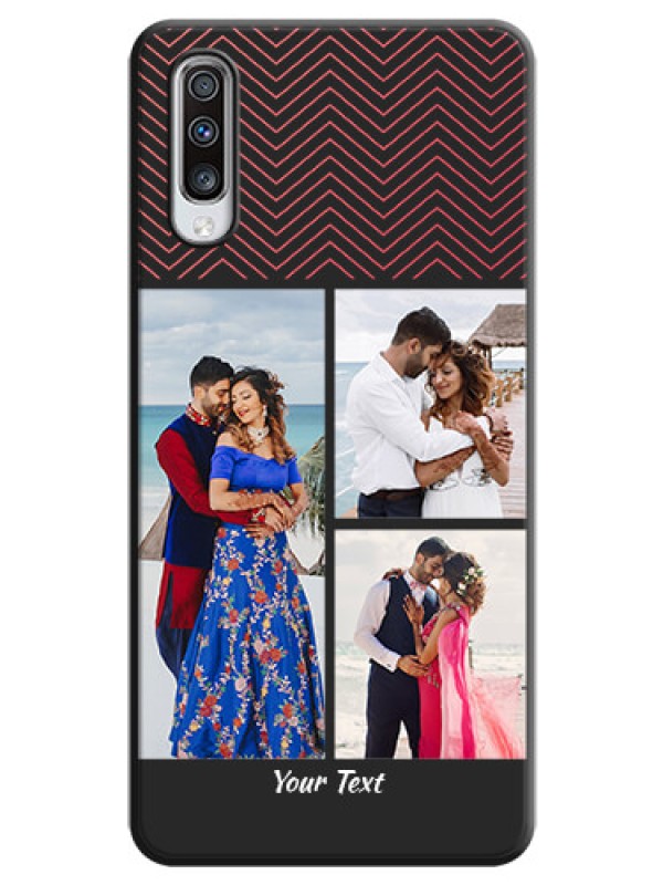 Custom Wave Pattern with 3 Image Holder on Space Black Custom Soft Matte Back Cover - Galaxy A70S