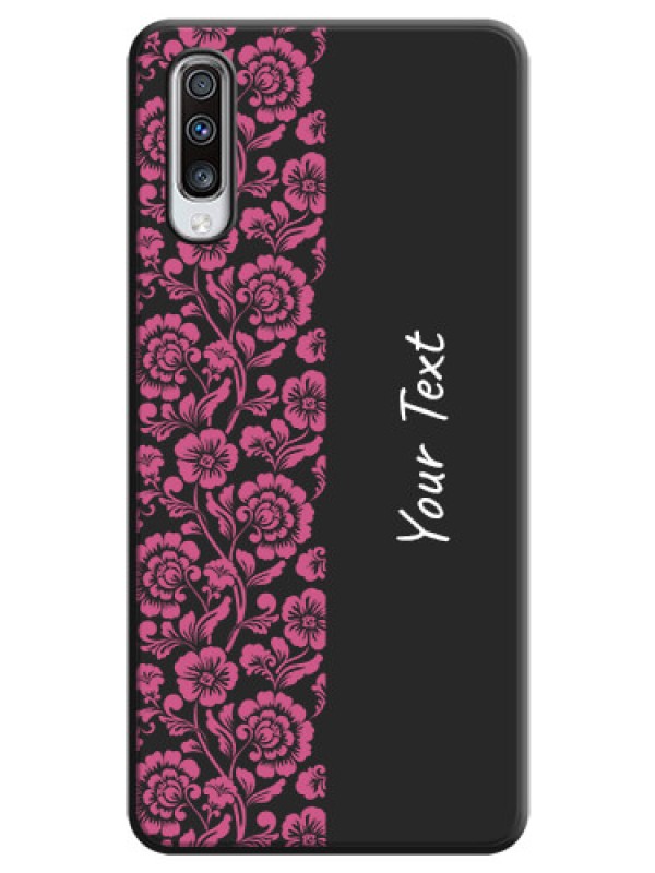 Custom Pink Floral Pattern Design With Custom Text On Space Black Personalized Soft Matte Phone Covers -Samsung Galaxy A70S