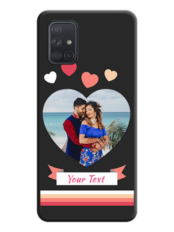 Custom Love Shaped Photo with Colorful Stripes on Personalised Space Black Soft Matte Cases - Galaxy A71