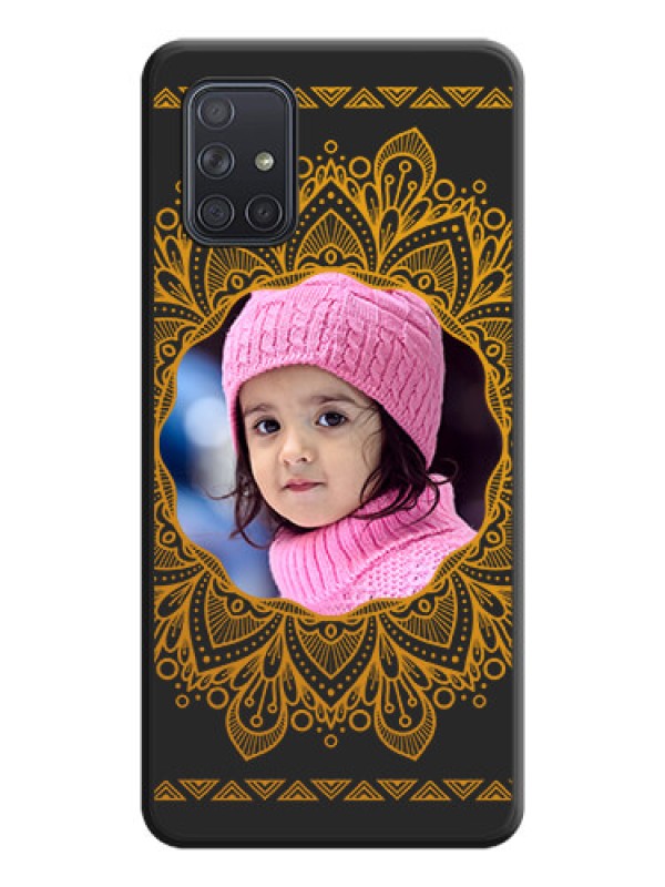 Custom Round Image with Floral Design on Photo on Space Black Soft Matte Mobile Cover - Galaxy A71