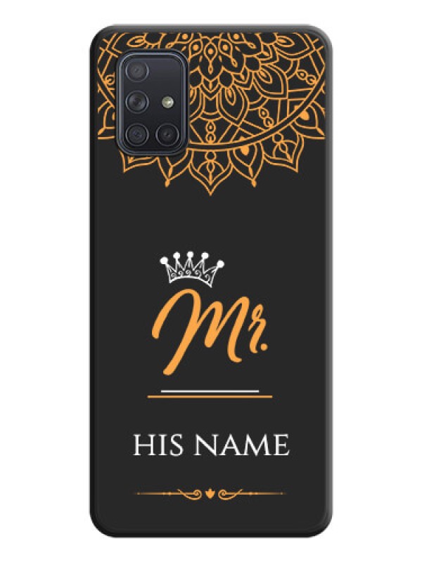 Custom Mr Name with Floral Design  on Personalised Space Black Soft Matte Cases - Galaxy A71