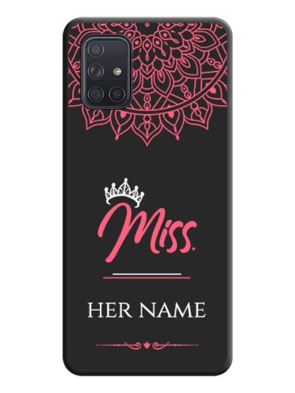 Custom Mrs Name with Floral Design on Space Black Personalized Soft Matte Phone Covers - Galaxy A71