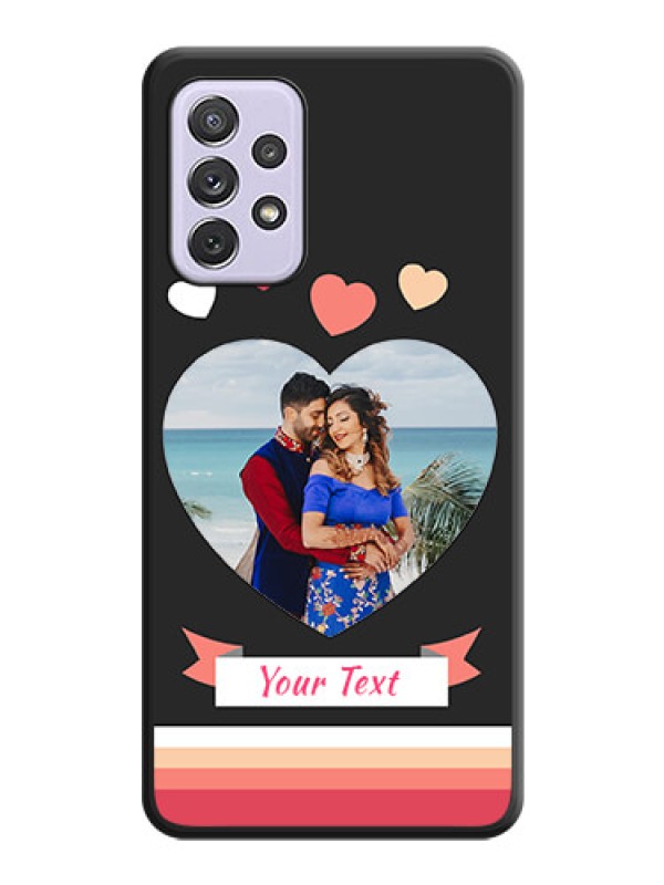 Custom Love Shaped Photo with Colorful Stripes on Personalised Space Black Soft Matte Cases - Galaxy A72