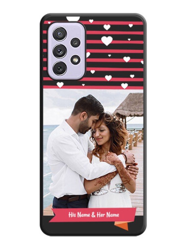 Custom White Color Love Symbols with Pink Lines Pattern on Space Black Custom Soft Matte Phone Cases - Galaxy A72