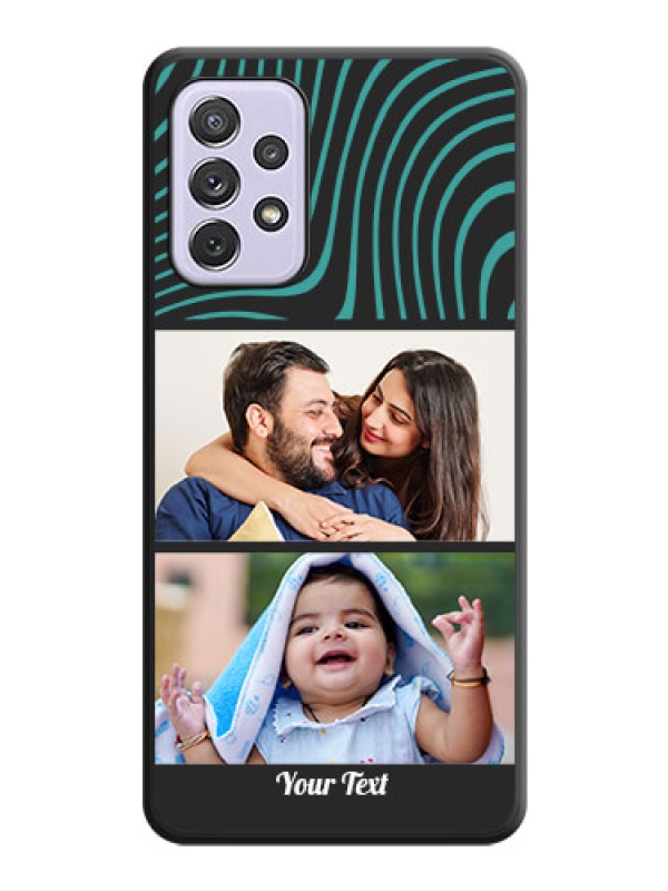 Custom Wave Pattern with 2 Image Holder on Space Black Personalized Soft Matte Phone Covers - Galaxy A72