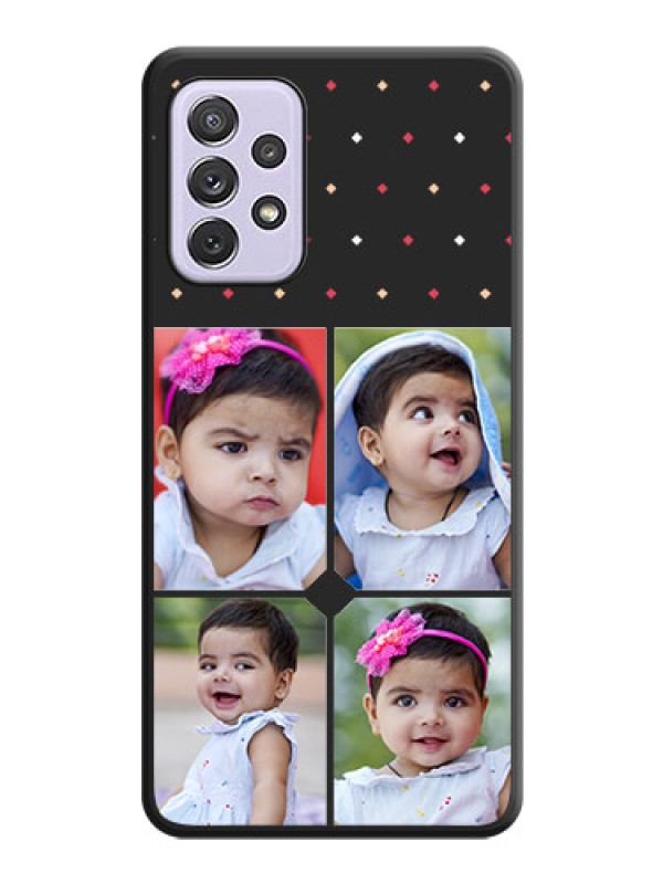 Custom Multicolor Dotted Pattern with 4 Image Holder on Space Black Custom Soft Matte Phone Cases - Galaxy A72