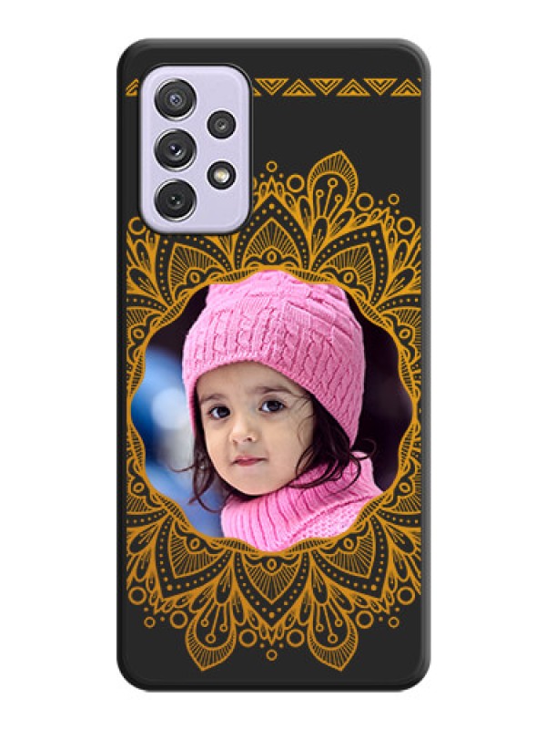 Custom Round Image with Floral Design on Photo on Space Black Soft Matte Mobile Cover - Galaxy A72