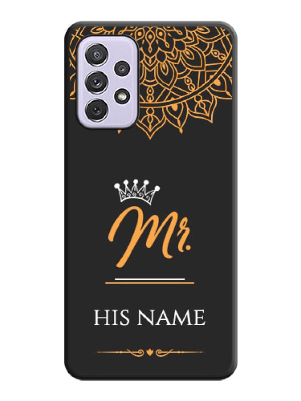Custom Mr Name with Floral Design  on Personalised Space Black Soft Matte Cases - Galaxy A72
