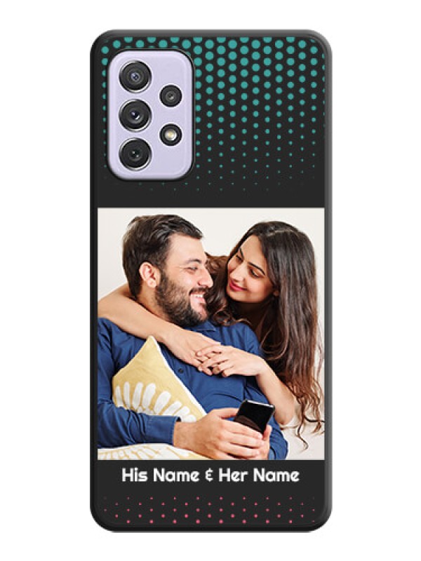 Custom Faded Dots with Grunge Photo Frame and Text on Space Black Custom Soft Matte Phone Cases - Galaxy A72