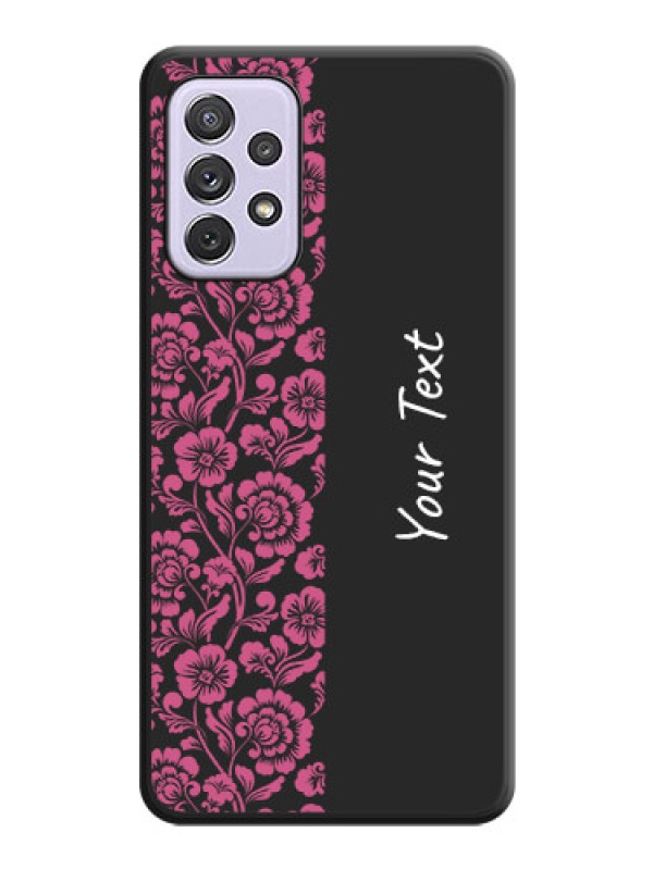 Custom Pink Floral Pattern Design With Custom Text On Space Black Personalized Soft Matte Phone Covers -Samsung Galaxy A72