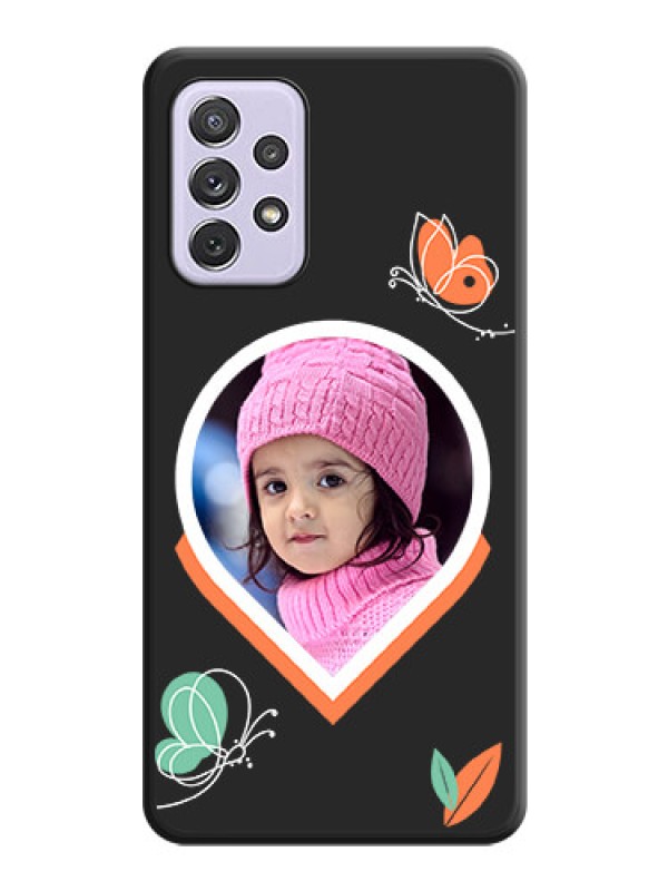 Custom Upload Pic With Simple Butterly Design On Space Black Personalized Soft Matte Phone Covers -Samsung Galaxy A72