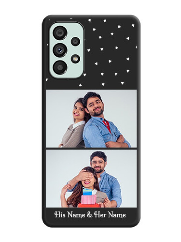 Custom Miniature Love Symbols with Name on Space Black Custom Soft Matte Back Cover - Galaxy A73 5G