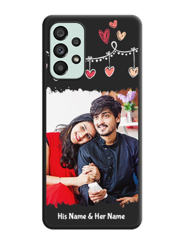 Custom Pink Love Hangings with Name on Space Black Custom Soft Matte Phone Cases - Galaxy A73 5G