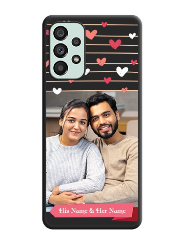 Custom Love Pattern with Name on Pink Ribbon  on Photo on Space Black Soft Matte Back Cover - Galaxy A73 5G