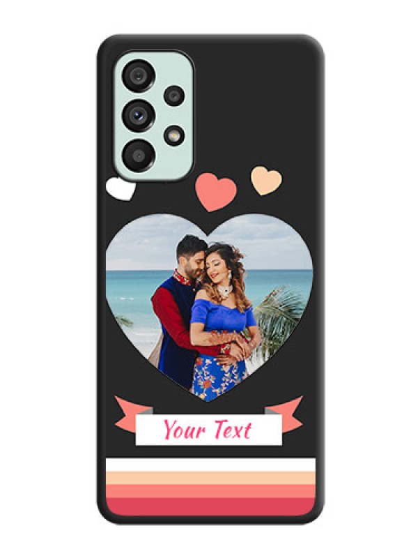 Custom Love Shaped Photo with Colorful Stripes on Personalised Space Black Soft Matte Cases - Galaxy A73 5G