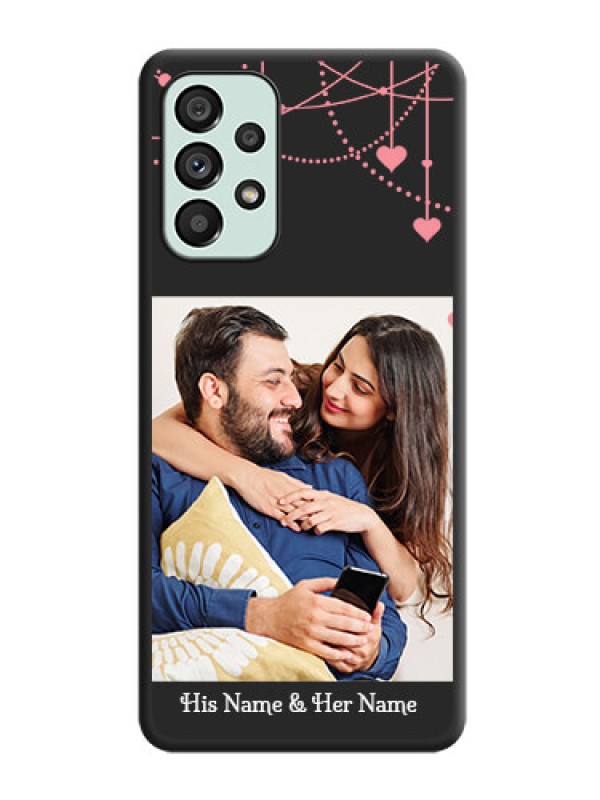 Custom Pink Love Hangings with Text on Space Black Custom Soft Matte Back Cover - Galaxy A73 5G