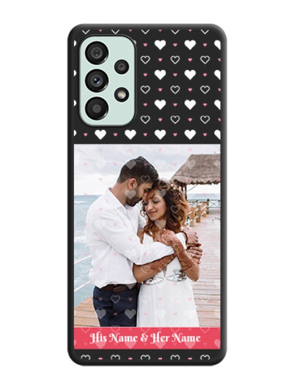 Custom White Color Love Symbols with Text Design on Photo on Space Black Soft Matte Phone Cover - Galaxy A73 5G