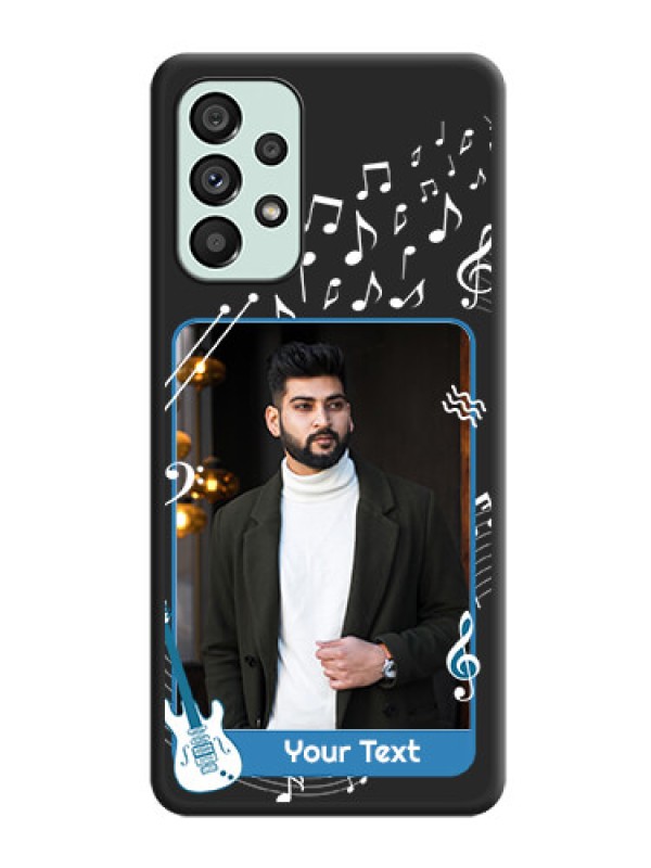 Custom Musical Theme Design with Text on Photo on Space Black Soft Matte Mobile Case - Galaxy A73 5G