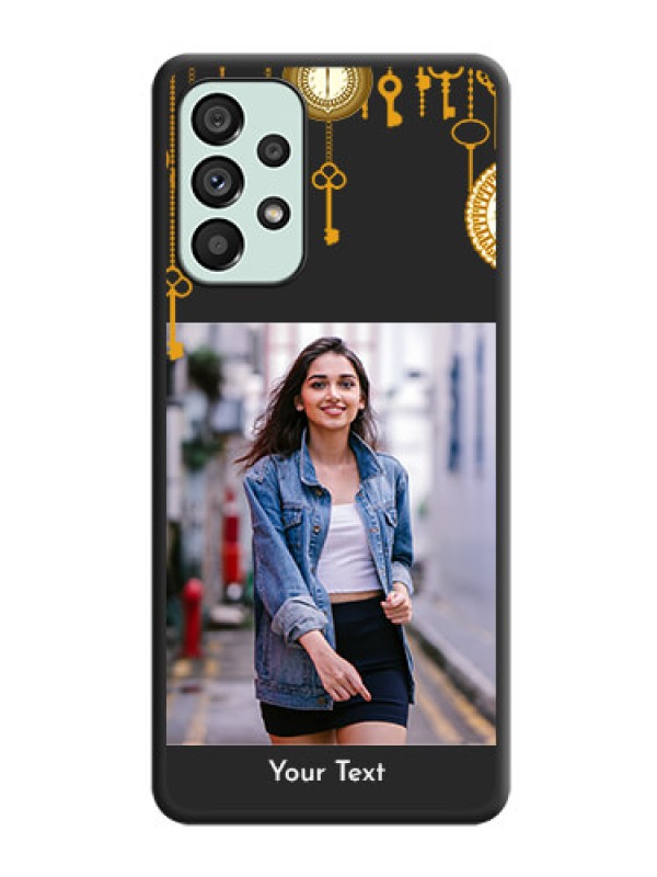 Custom Decorative Design with Text on Space Black Custom Soft Matte Back Cover - Galaxy A73 5G