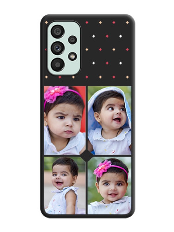 Custom Multicolor Dotted Pattern with 4 Image Holder on Space Black Custom Soft Matte Phone Cases - Galaxy A73 5G