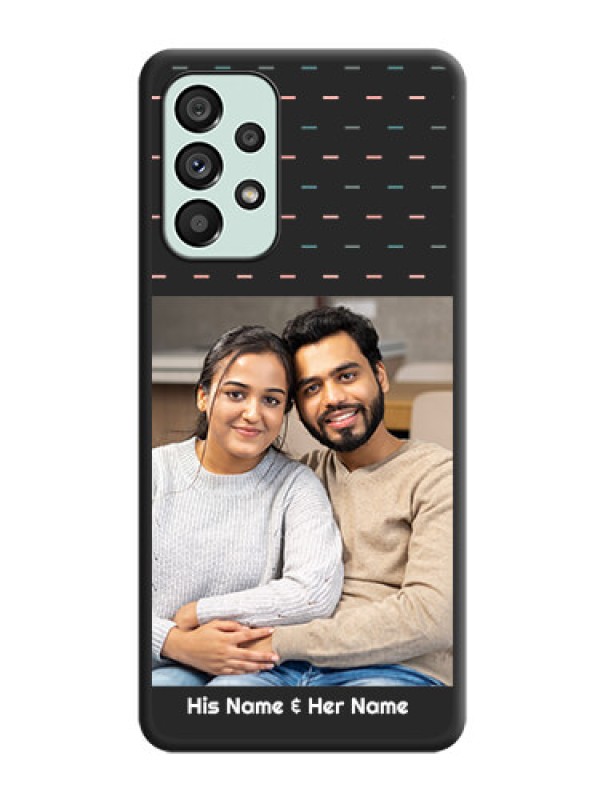 Custom Line Pattern Design with Text on Space Black Custom Soft Matte Phone Back Cover - Galaxy A73 5G