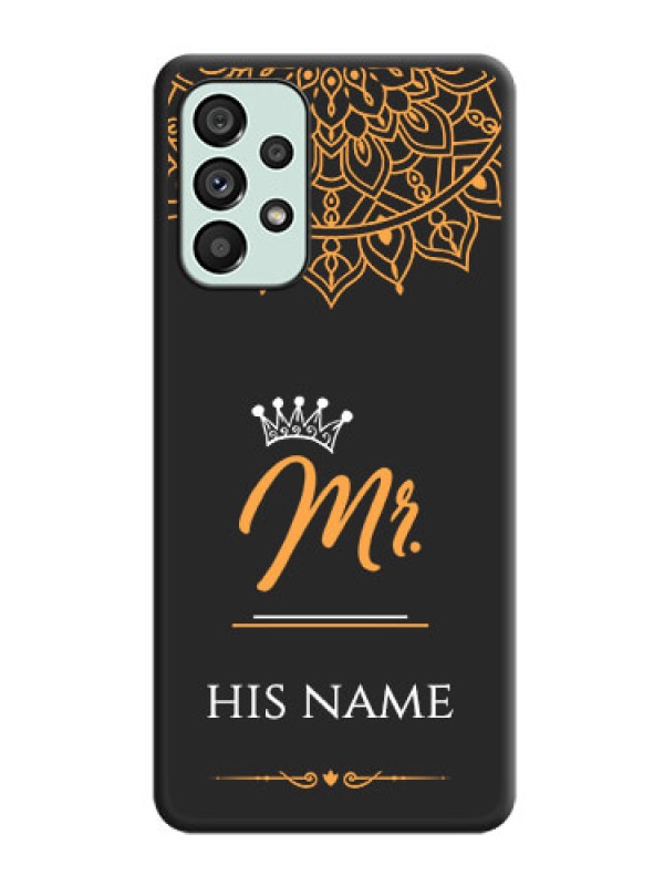 Custom Mr Name with Floral Design  on Personalised Space Black Soft Matte Cases - Galaxy A73 5G