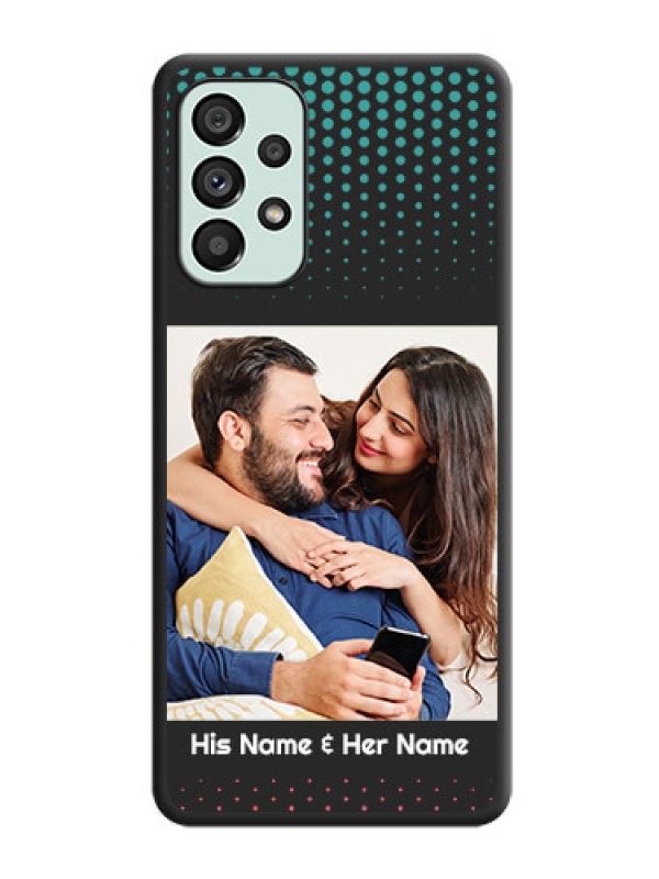 Custom Faded Dots with Grunge Photo Frame and Text on Space Black Custom Soft Matte Phone Cases - Galaxy A73 5G