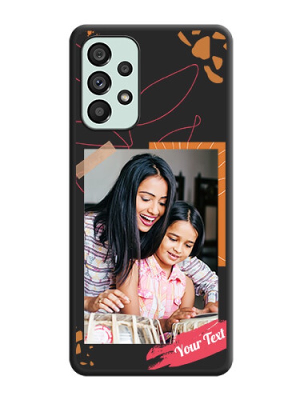 Custom Orange Photo Frame on Space Black Custom Soft Matte Phone Back Cover - Galaxy A73 5G