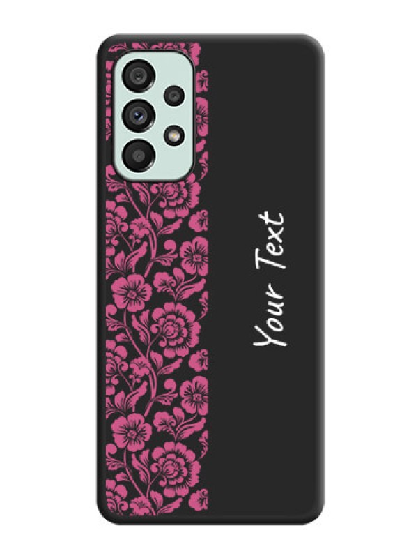 Custom Pink Floral Pattern Design With Custom Text On Space Black Personalized Soft Matte Phone Covers -Samsung Galaxy A73 5G