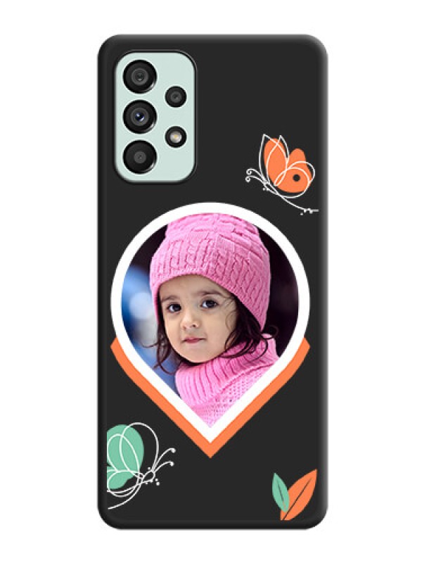 Custom Upload Pic With Simple Butterly Design On Space Black Personalized Soft Matte Phone Covers -Samsung Galaxy A73 5G