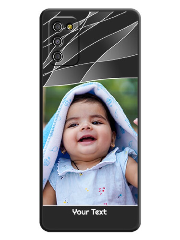 Custom Mixed Wave Lines on Photo on Space Black Soft Matte Mobile Cover - Galaxy F02s