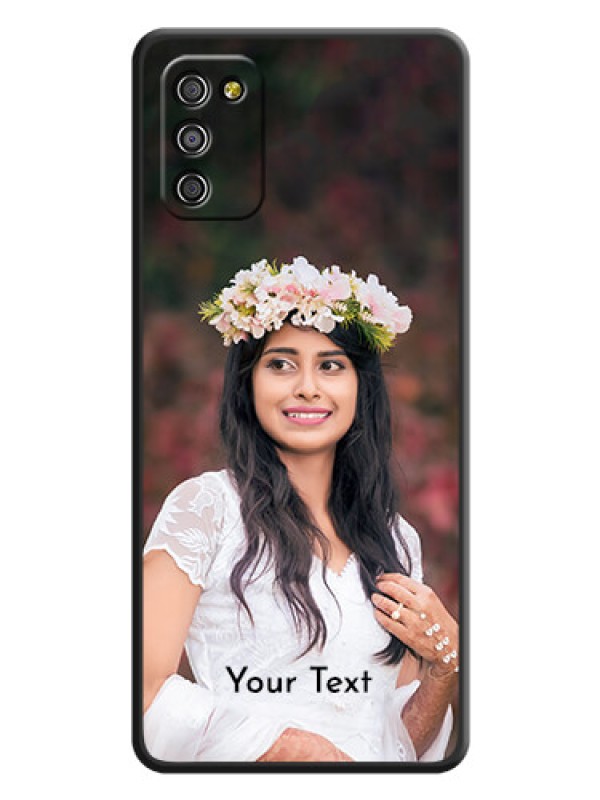 Custom Full Single Pic Upload With Text On Space Black Personalized Soft Matte Phone Covers -Samsung Galaxy F02S